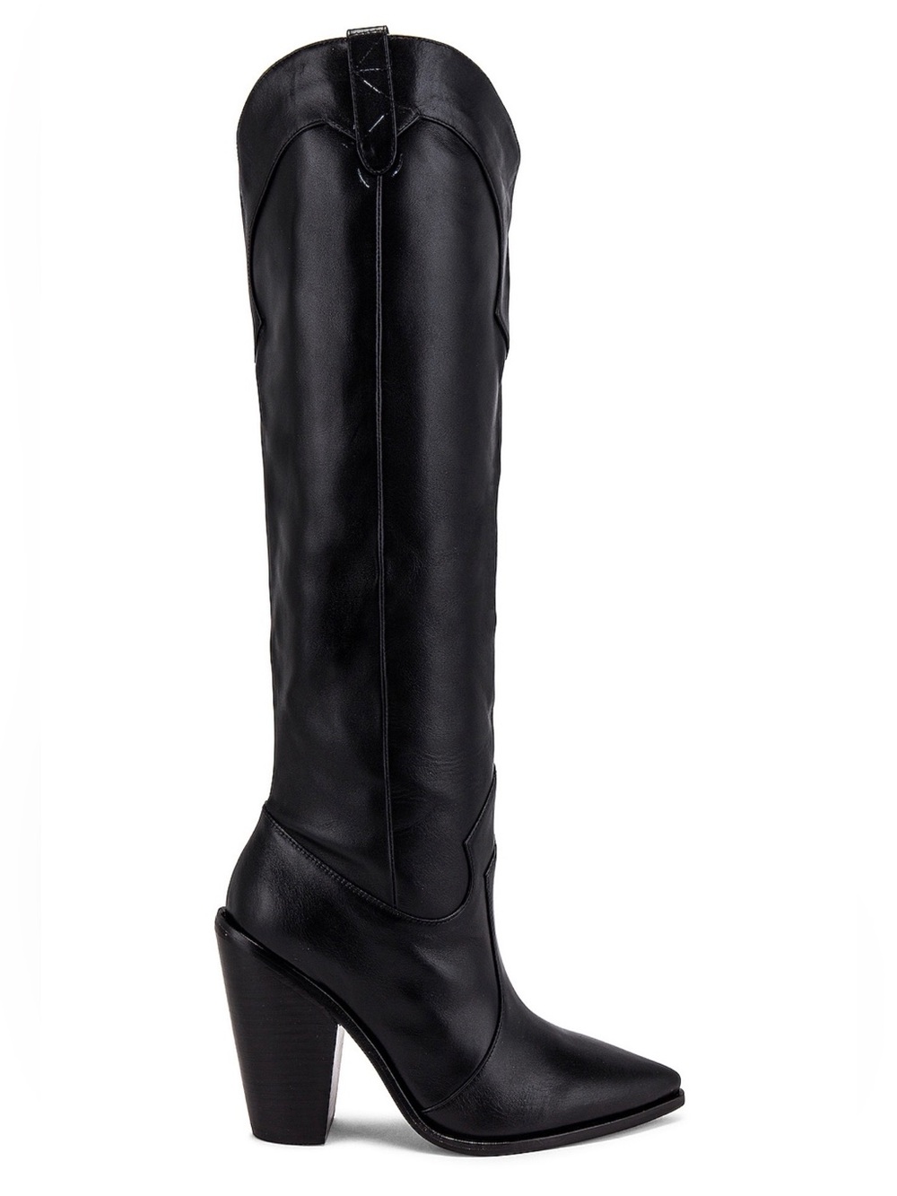 RAYE Revolve Inferno Black Leather Pointed Toe Heeled Western Knee High Boots 8